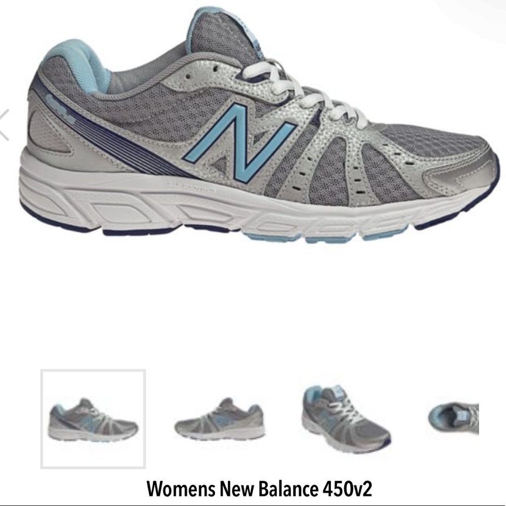 EUC Womens New Balance 450v2 Running Shoes Blue Silver Gray Size 8.5